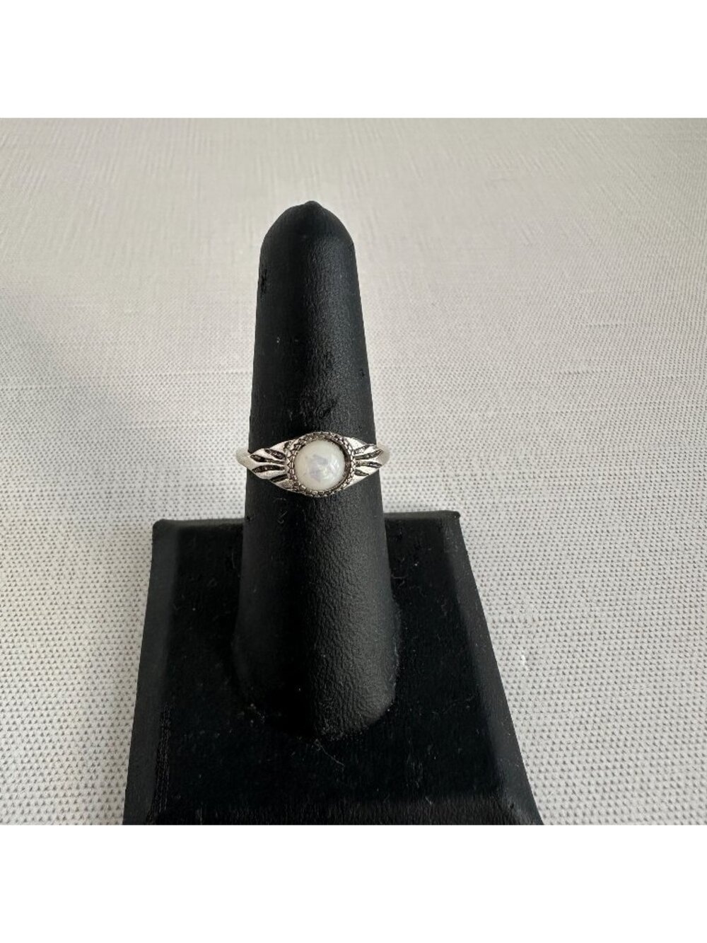 Silver Tone Faux Opal Ring Size 6 3/4 Costume Jewelry
